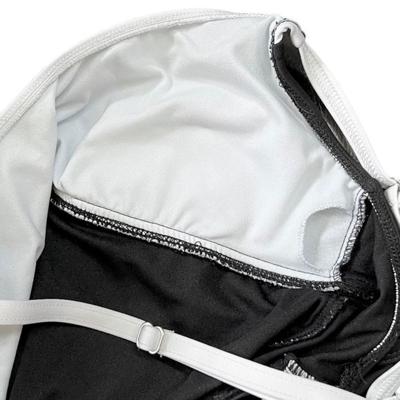 Black & White Racerback Tankini Top Bathing Suit with Adjustable Straps Size S - Picture 6 of 7
